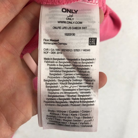 ONLY NWT Women's Size S Pink Lemonade Yellow Hearts O-Neck Cropped Sweatshirt - Picture 9 of 11